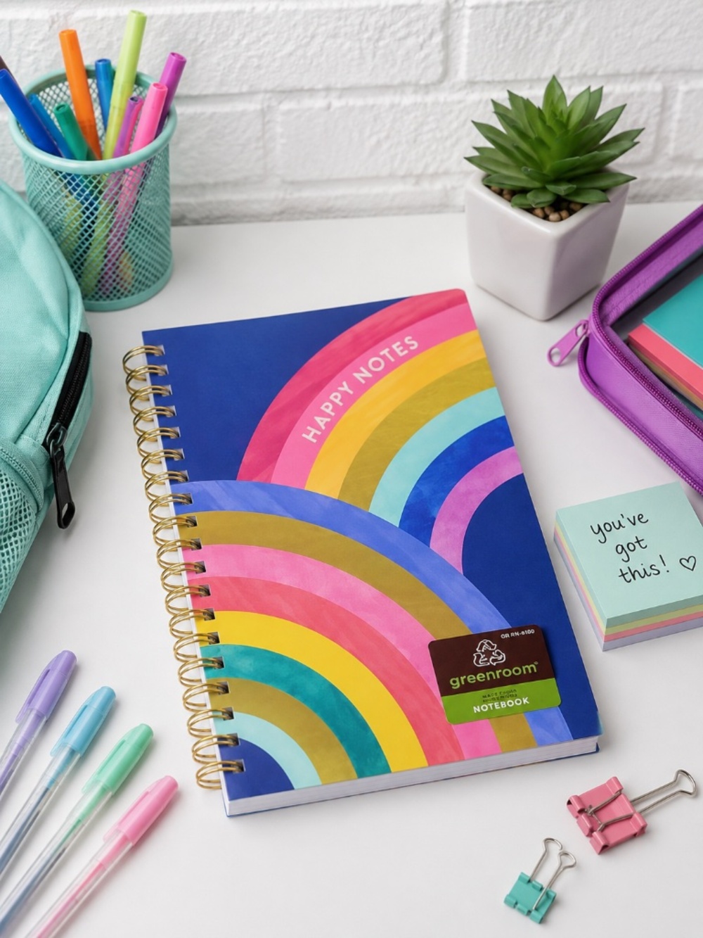 Rainbow Hard Cover Spiral Journal Notebook